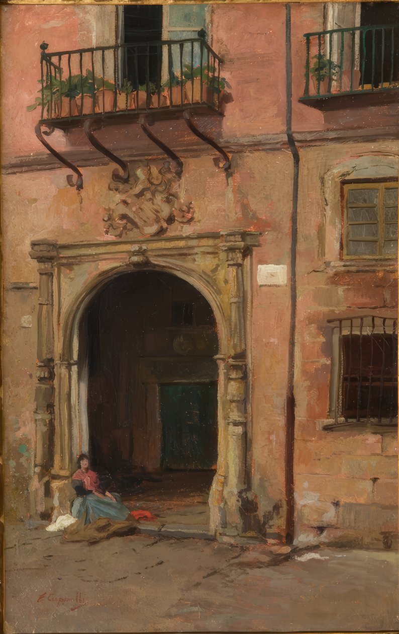 Fille devant la porte - Evaristo Cappelli