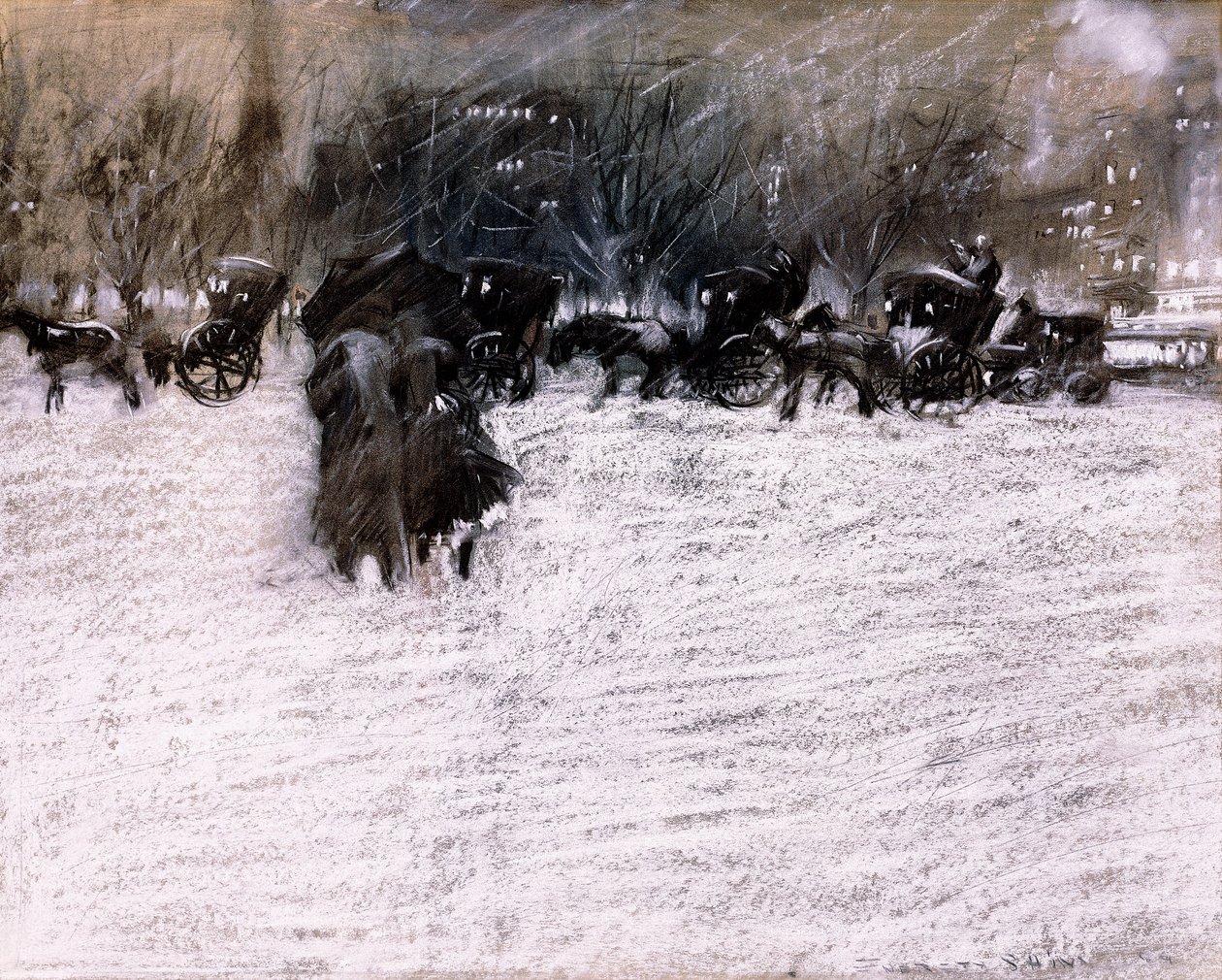 Le Parc en hiver - Everett Shinn