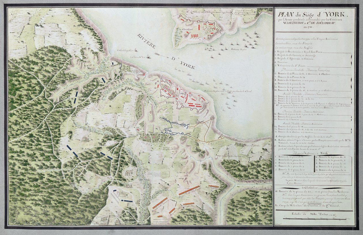 Carte du siège de York en 1781, de 