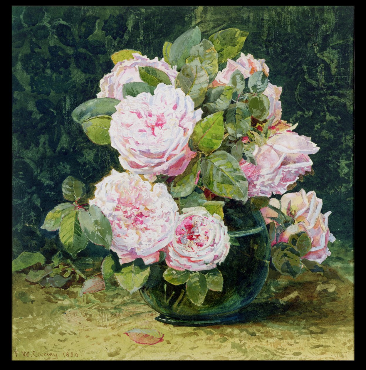 Roses dans un Bol Vert, 1880 - Fanny W. Currey