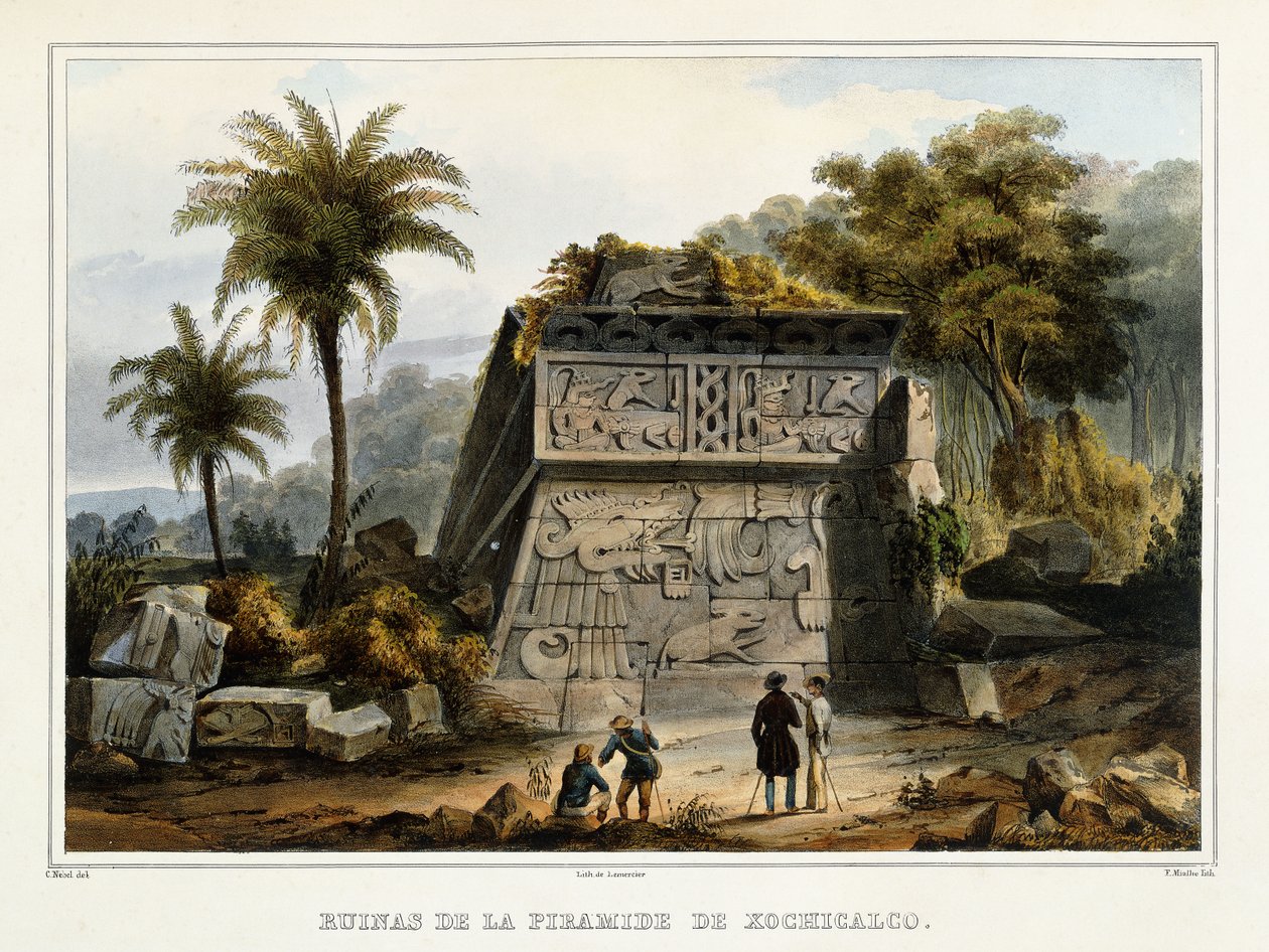 Ruines de la pyramide de Xochicalco - Federico Mialhe