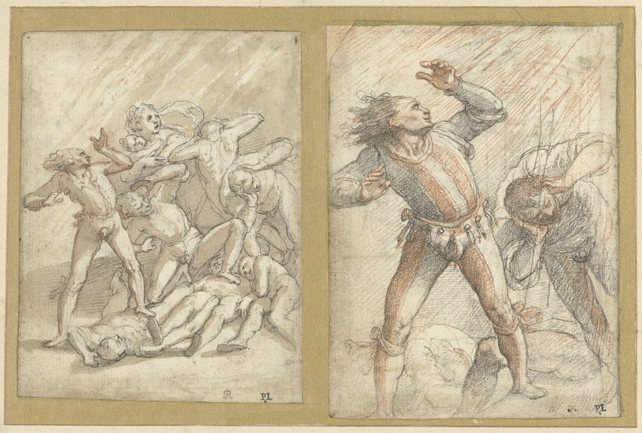 Deux esquisses de damnés - Federico Zuccaro