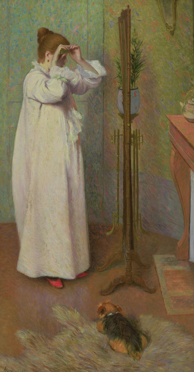 Jeune fille arrangeant une mèche de cheveux - Federigo Zandomeneghi