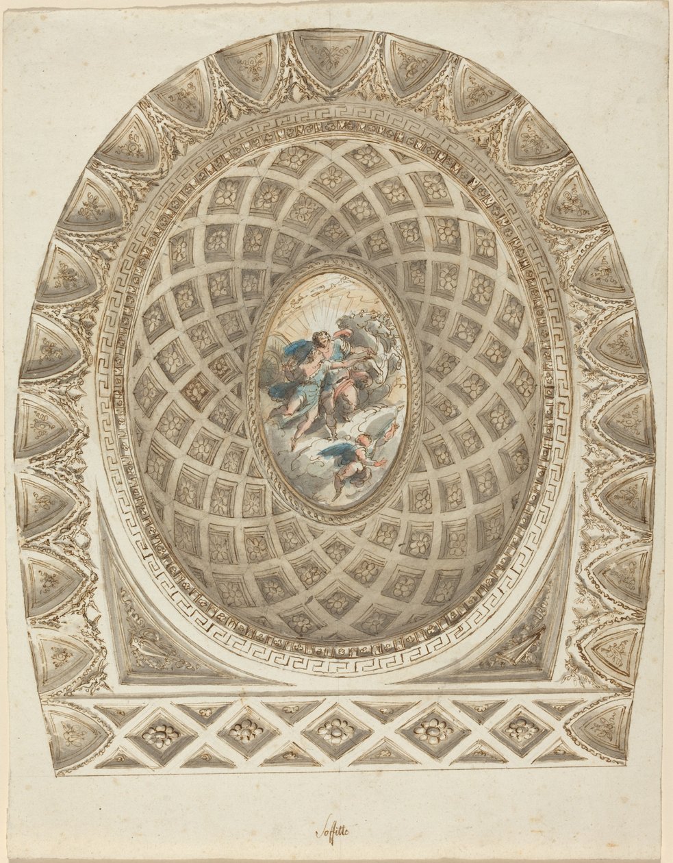 Un dôme à caissons avec Apollon et Phaéton - Felice Giani