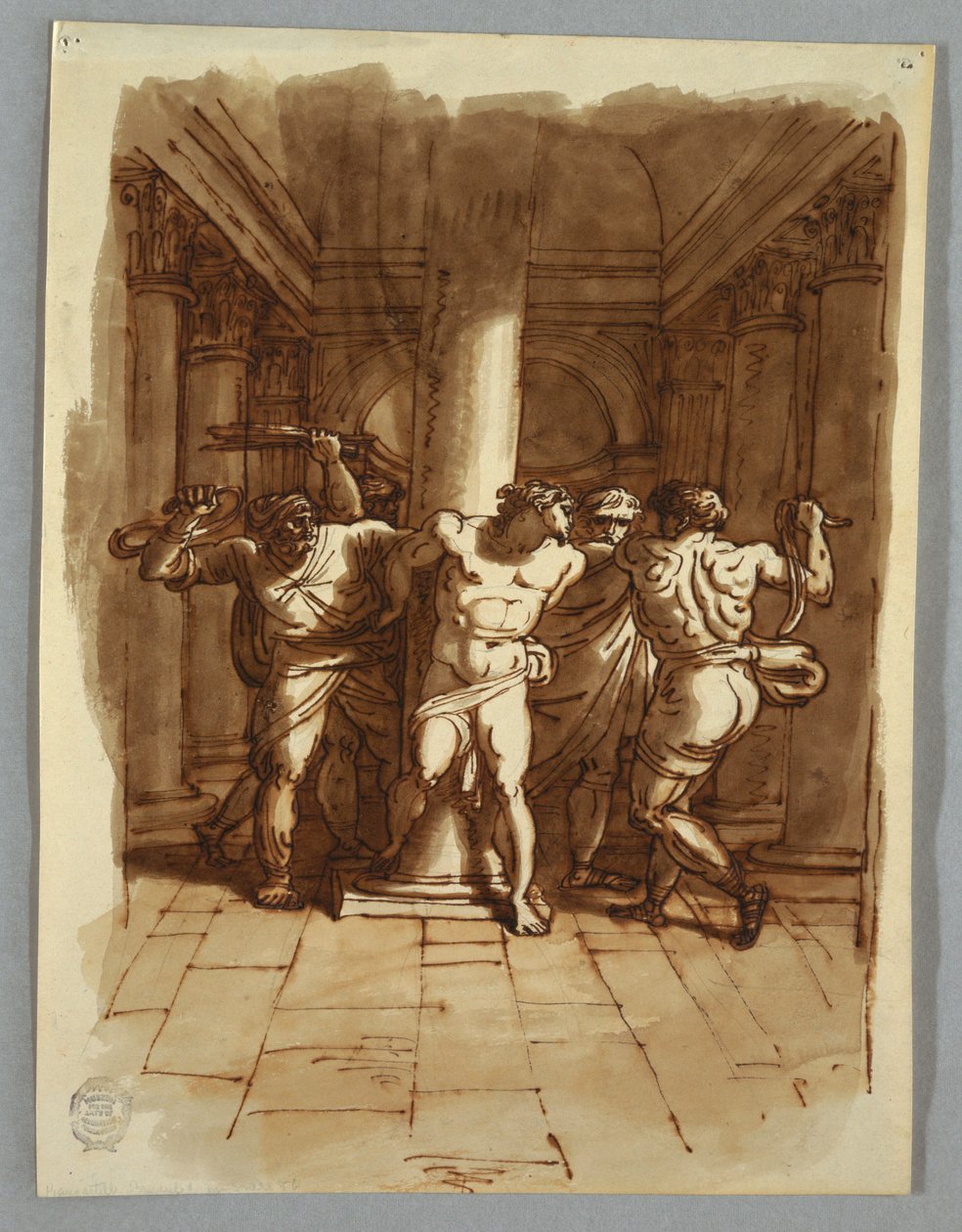 Dessin, page de carnet de croquis : Flagellation du Christ, 1810-15 - Felice Giani