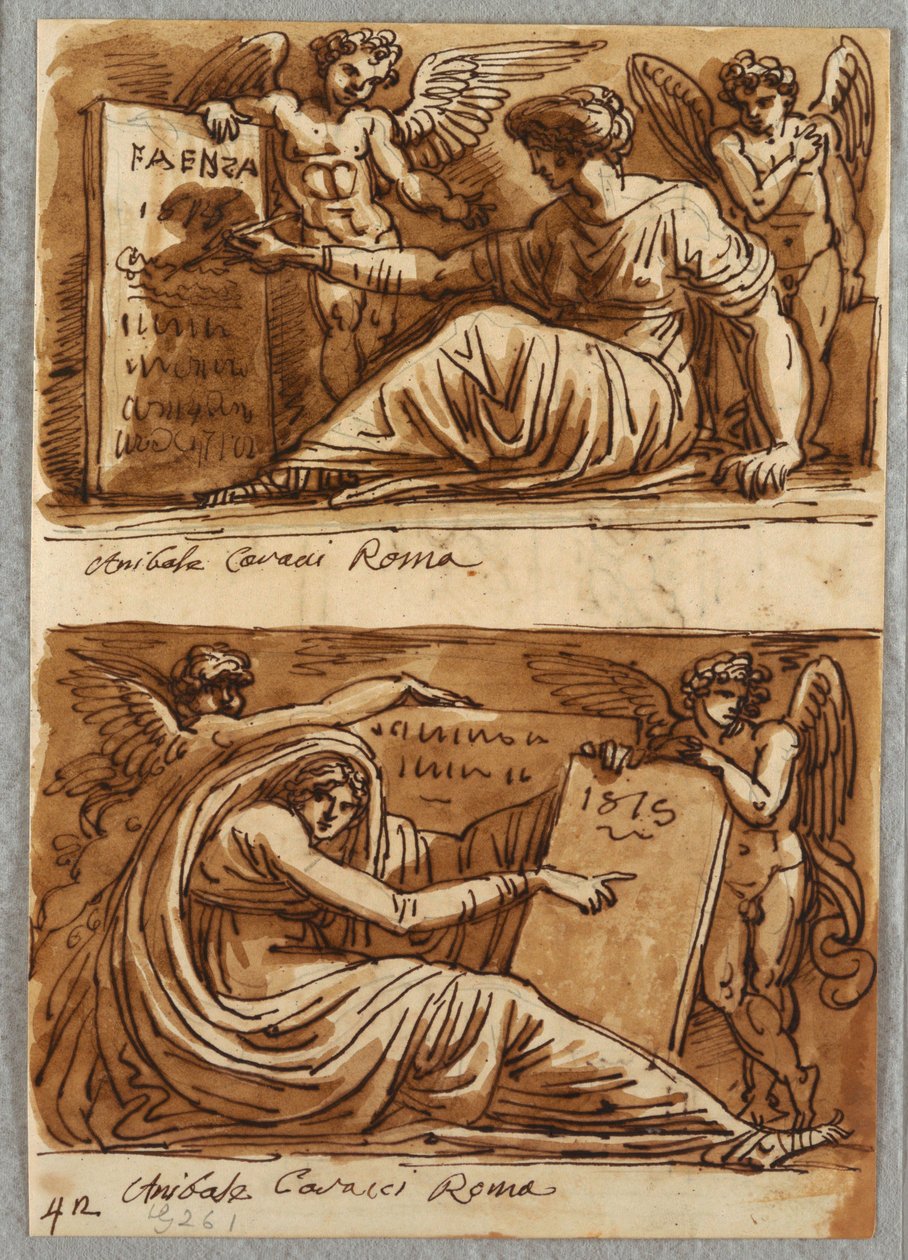 Deux dessins de Sibylles et deux putti - Felice Giani