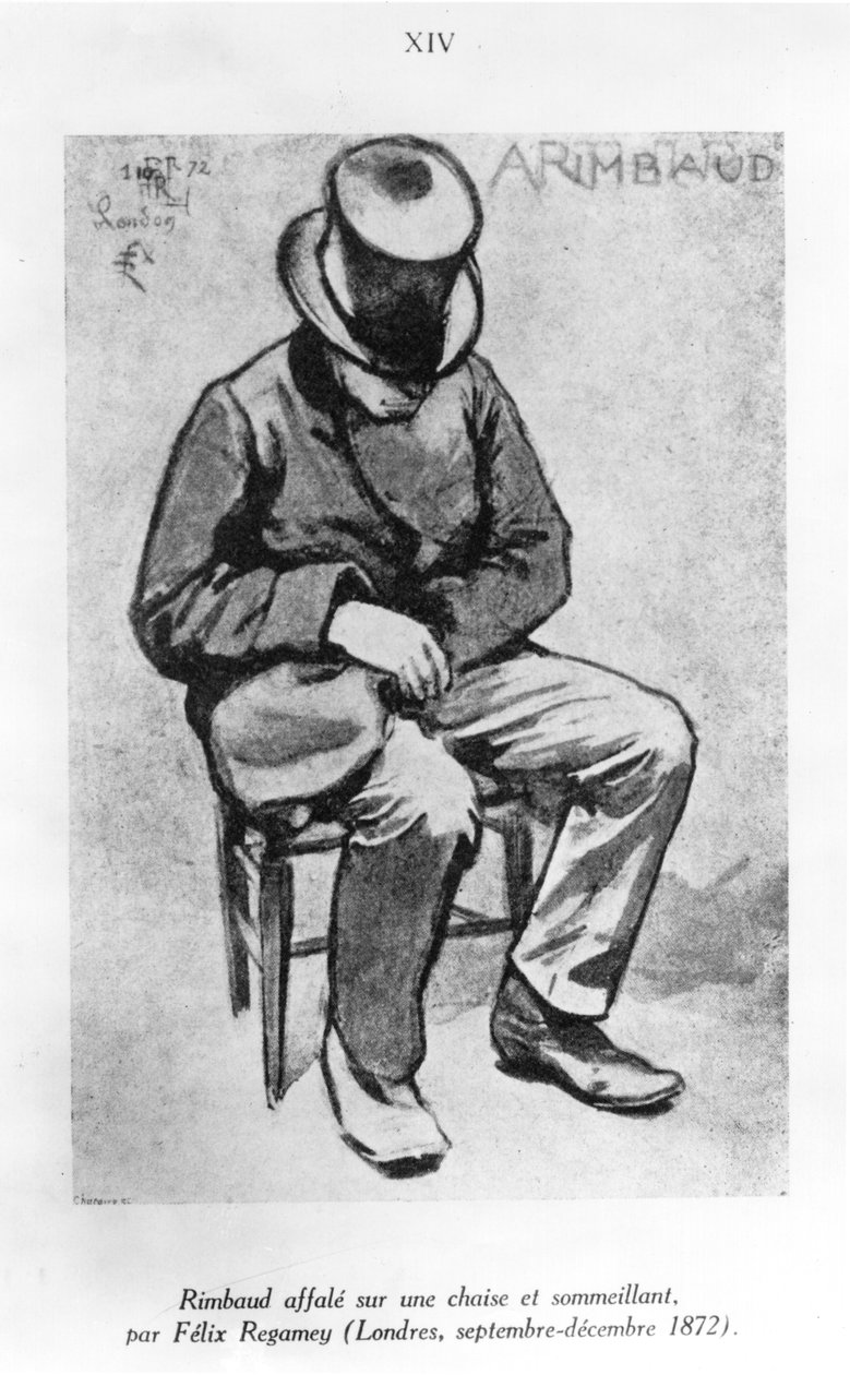 Arthur Rimbaud (1854-91) affalé sur une chaise et somnolant, à Londres, 1872 - Felix Regamey