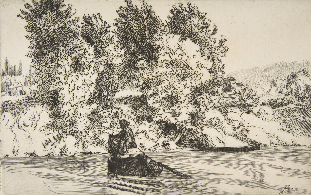 Pêcheur avec un filet - Felix Bracquemond