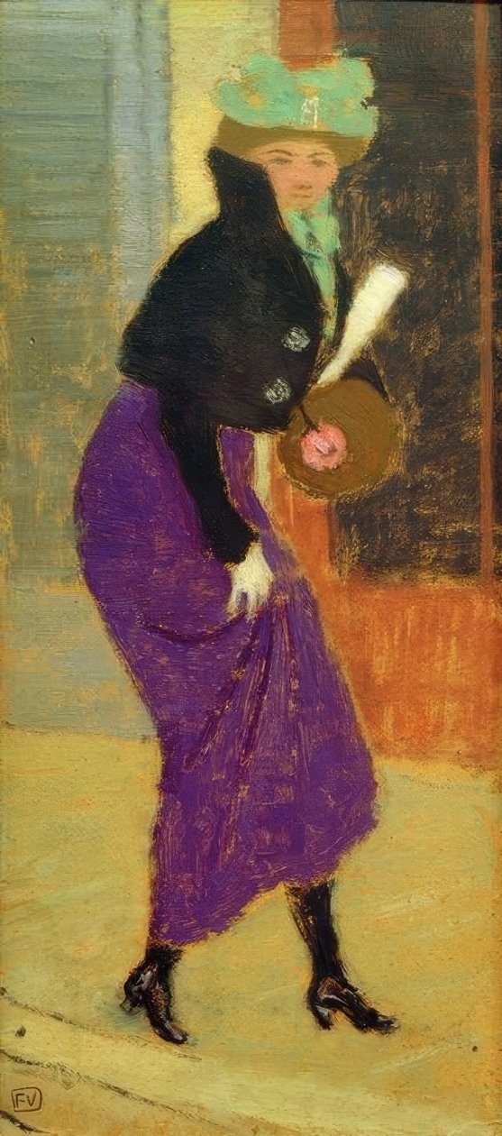 Dans la rue : Femme au manchon - Felix Edouard Vallotton
