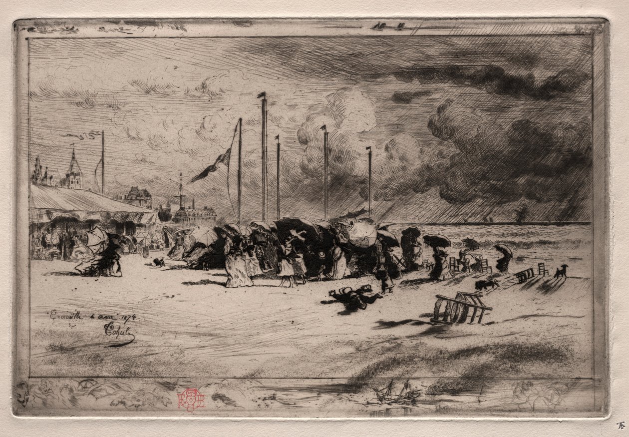 Une rafale à Trouville, 1874 - Felix Hilaire Buhot