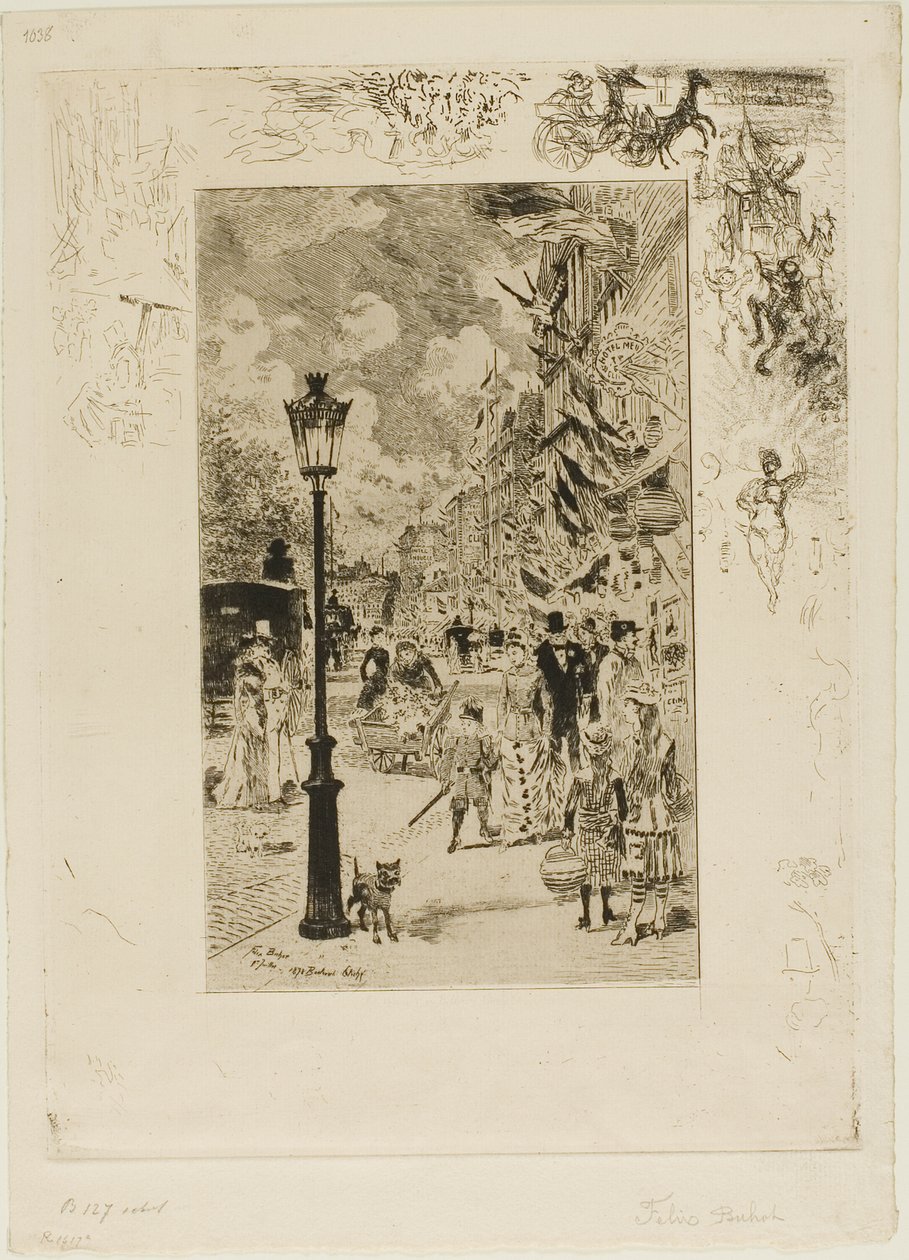 Fête nationale sur le boulevard Clichy - Felix Hilaire Buhot