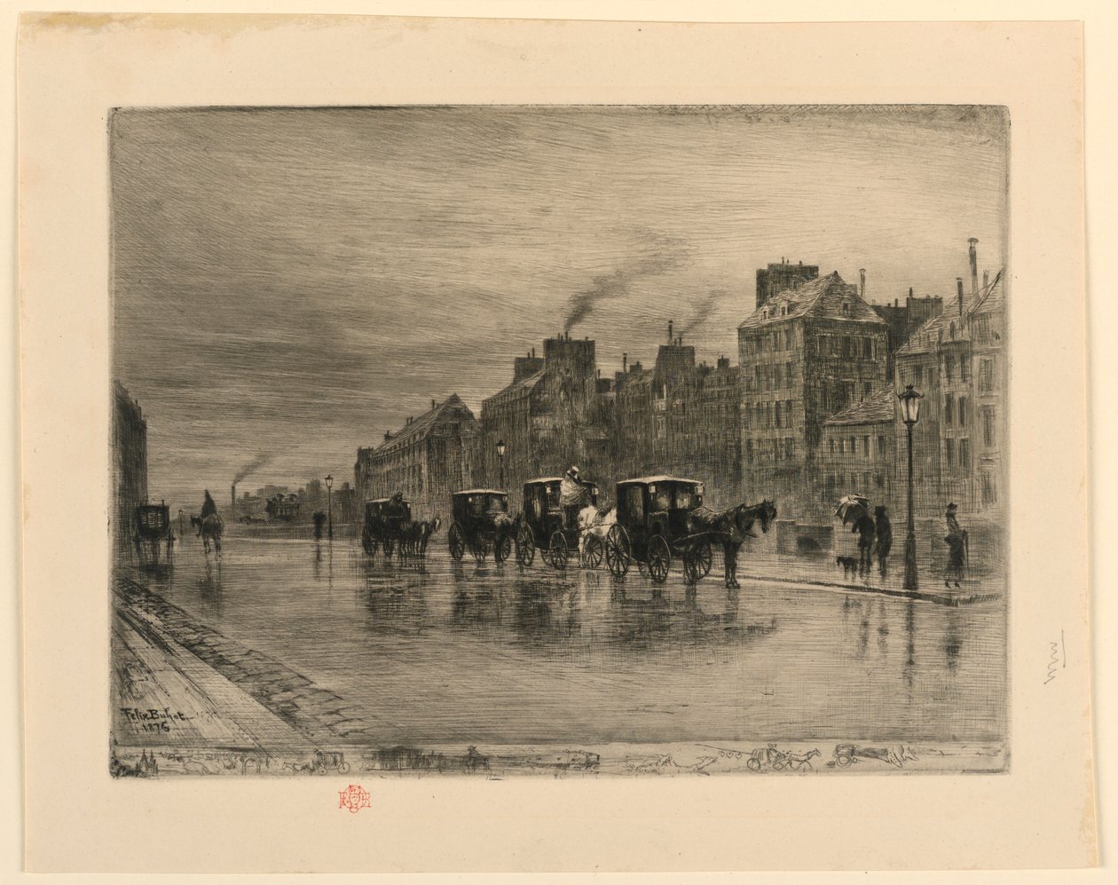 La station de taxis - Felix Hilaire Buhot