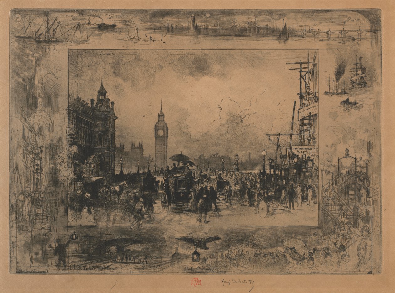 Pont de Westminster, ou tour de Westminster - Felix Hilaire Buhot