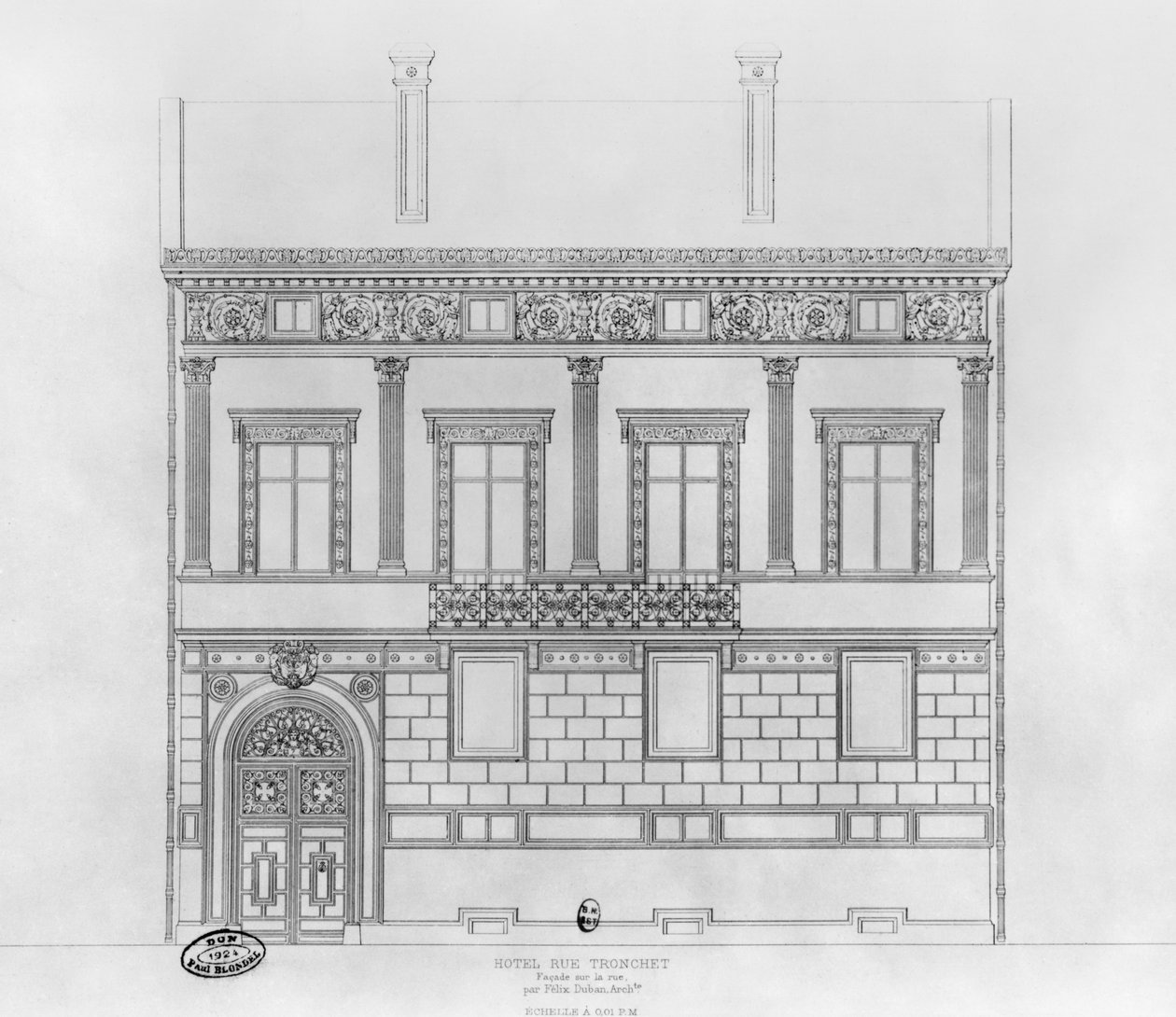 Hôtel de Pourtalès, façade, 1850 - Felix Louis Jacques Duban