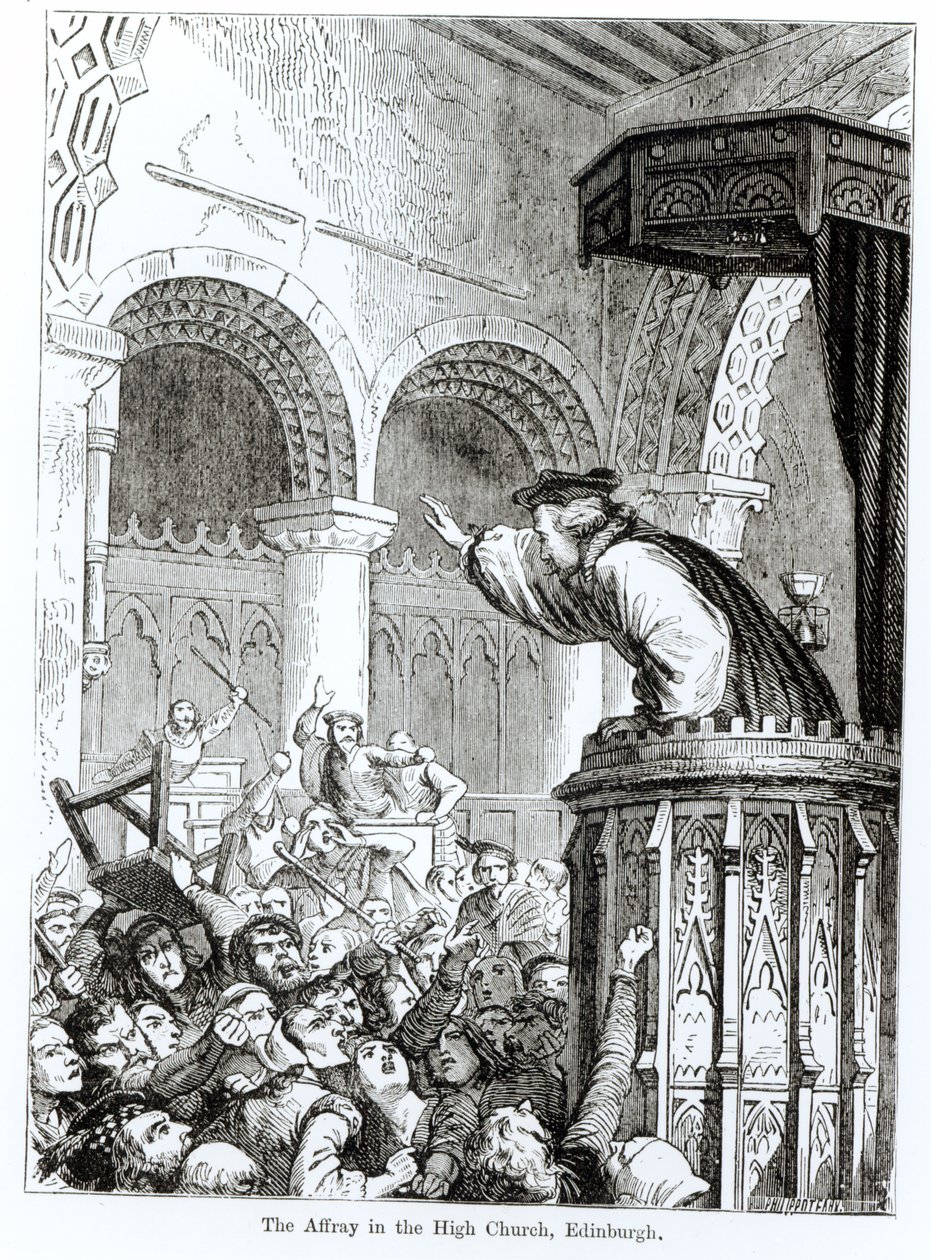La bagarre dans la Haute Église, Édimbourg - Felix Philippoteaux