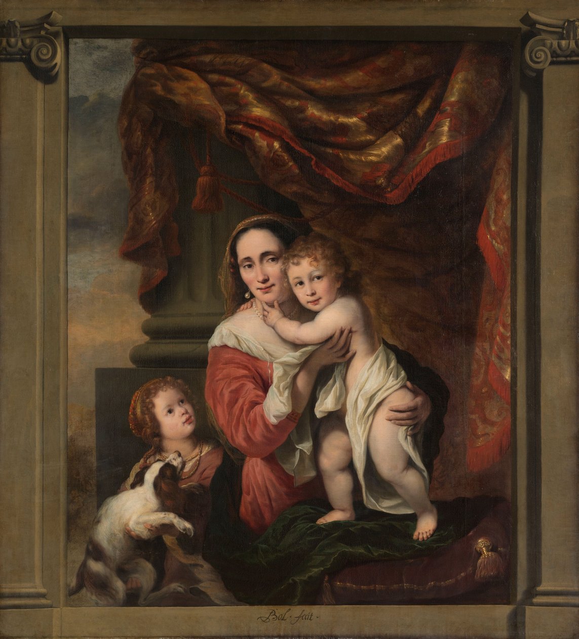 Portrait de Johanna de Geer avec ses deux enfants Cecilia et Laurens - Ferdinand Bol
