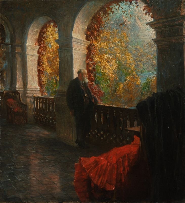 Le chirurgien Theodor Billroth sur sa terrasse à Sankt Gilgen, Wolfgangsee - Ferdinand Dorsch