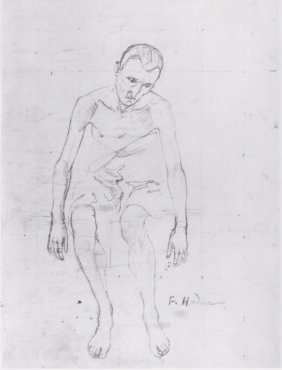 Étude pour la figure centrale de la lassitude de la vie - Ferdinand Hodler