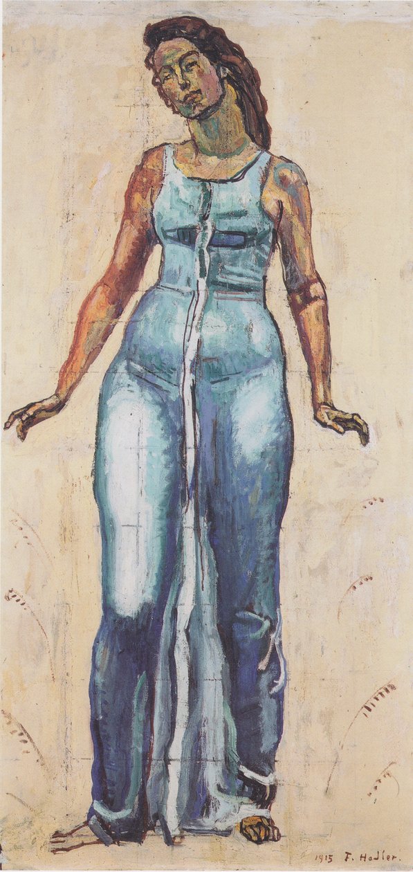 Femme debout en robe bleue - Ferdinand Hodler