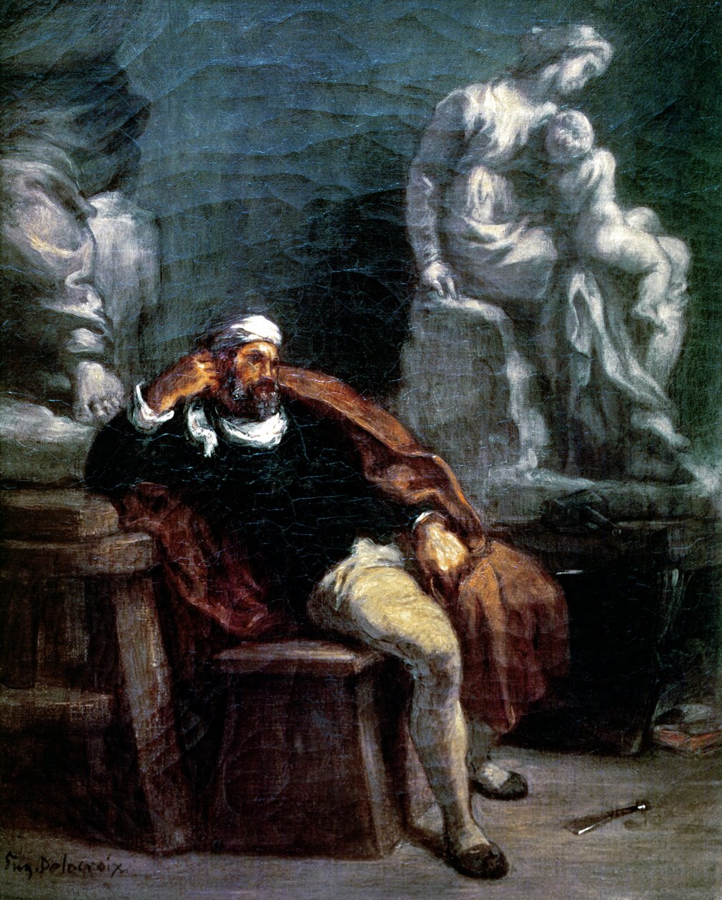 Michel-Ange (1475-1564) dans son atelier - Ferdinand Victor Eugene Delacroix