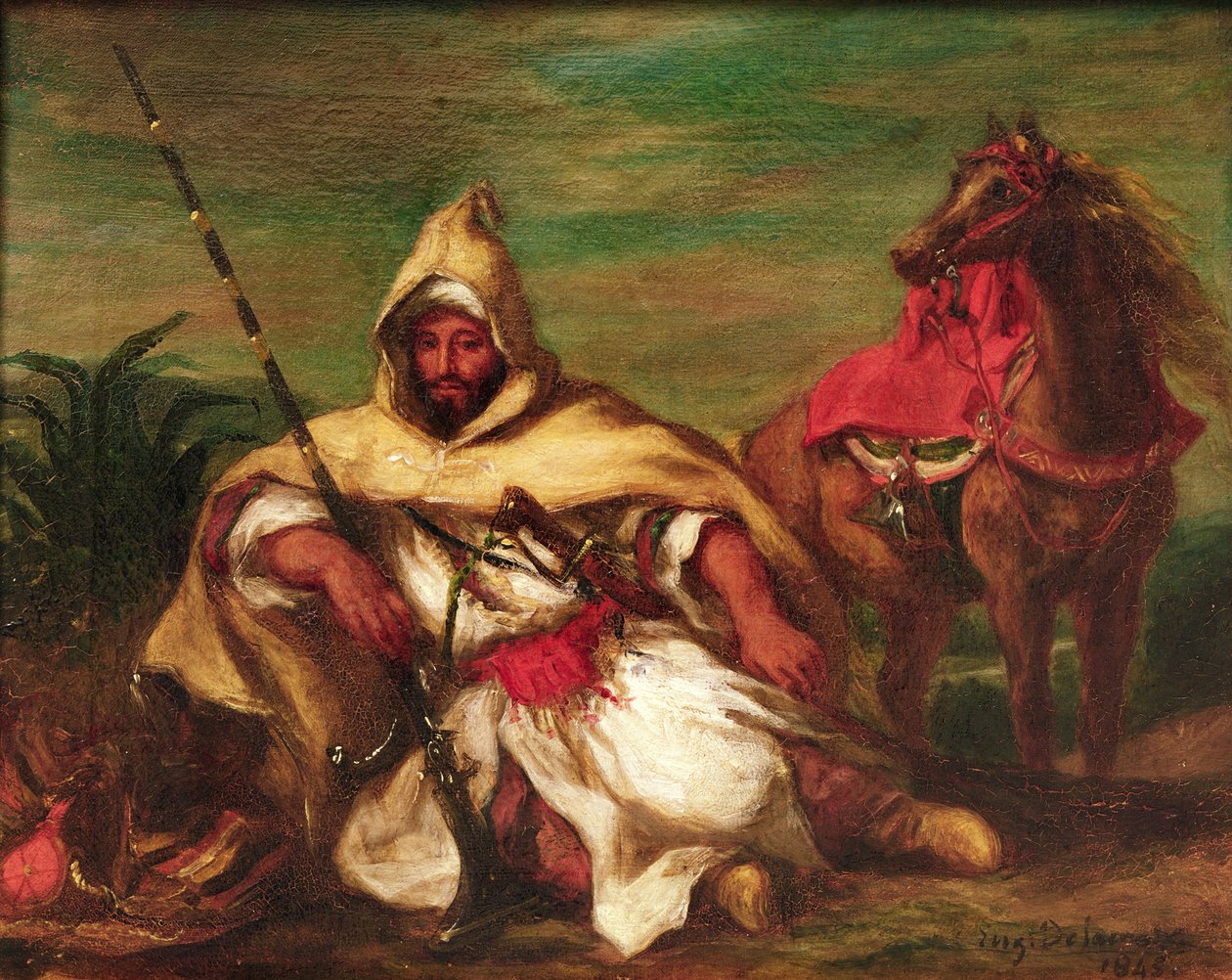 Soldat marocain assis près de son cheval, 1845 - Ferdinand Victor Eugene Delacroix