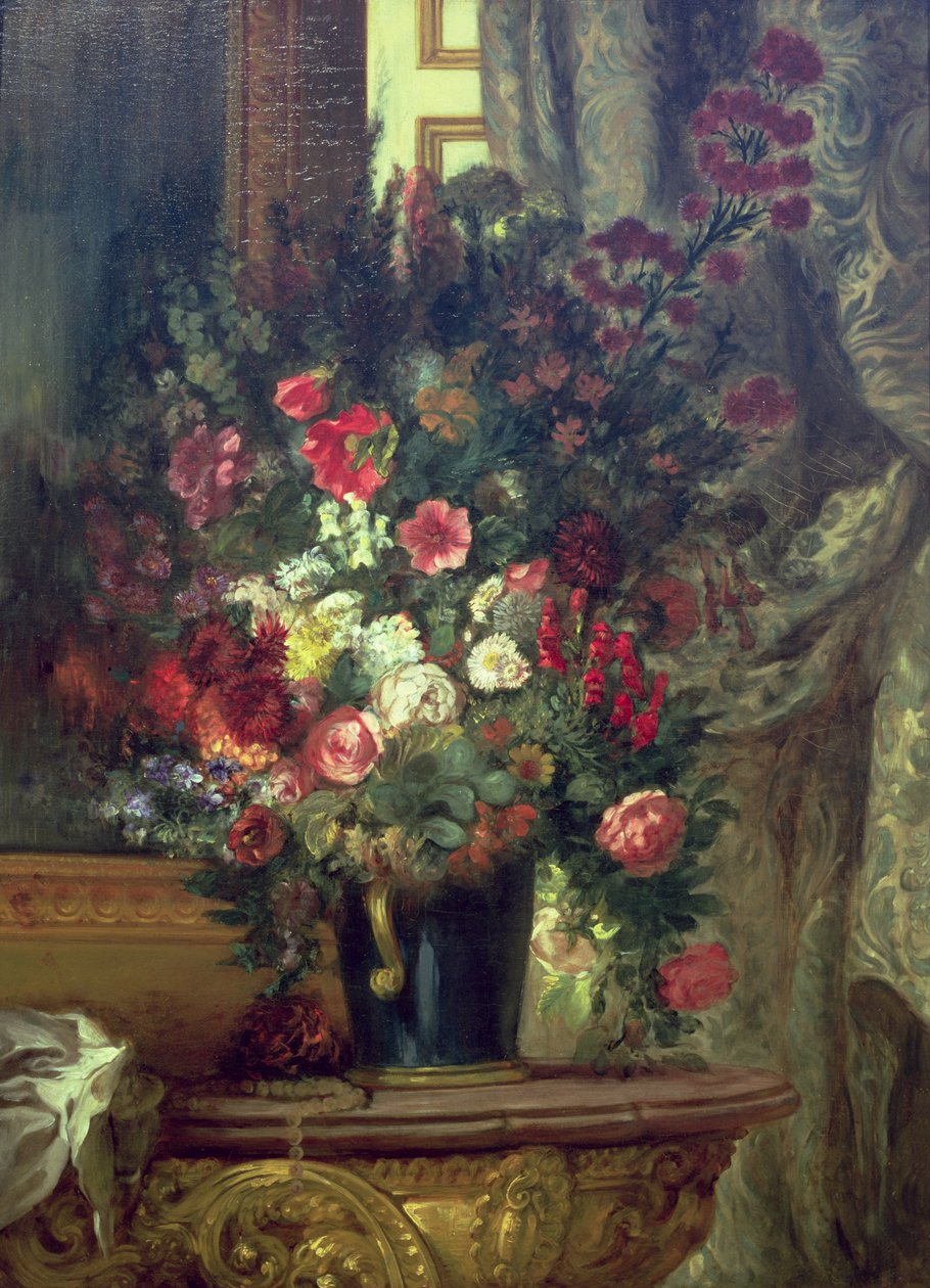 Vase de fleurs sur une console - Ferdinand Victor Eugene Delacroix