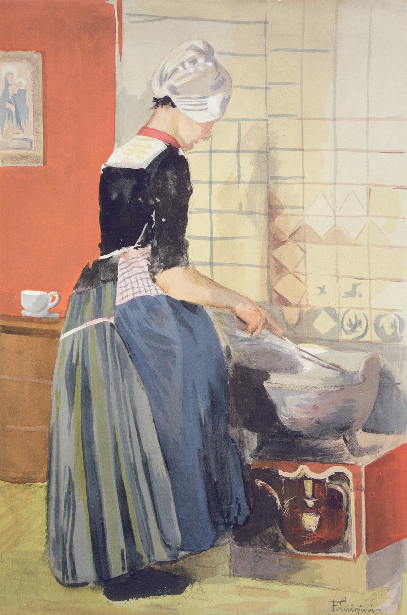 Fille Hollandaise Cuisinant, de L