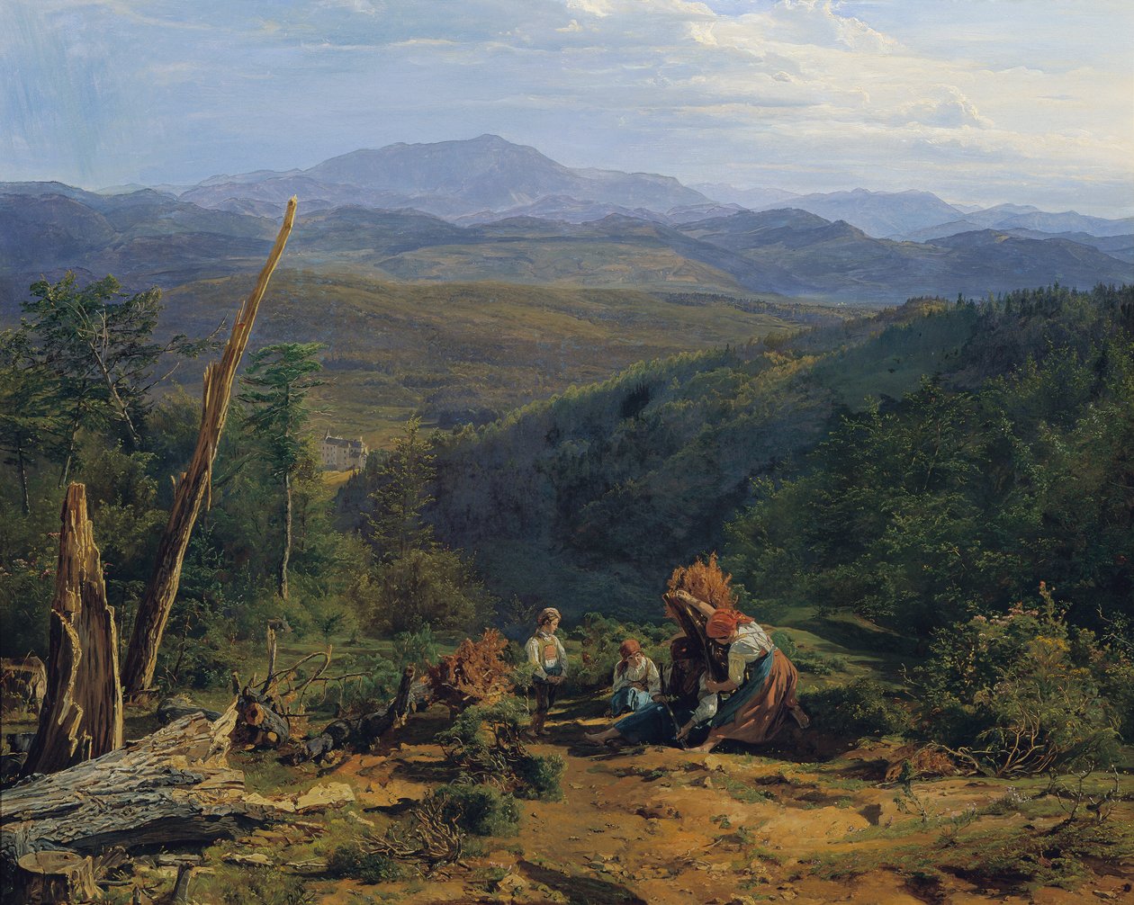 Paysage de la forêt viennoise avec le château de Wildegg - Ferdinand Georg Waldmuller