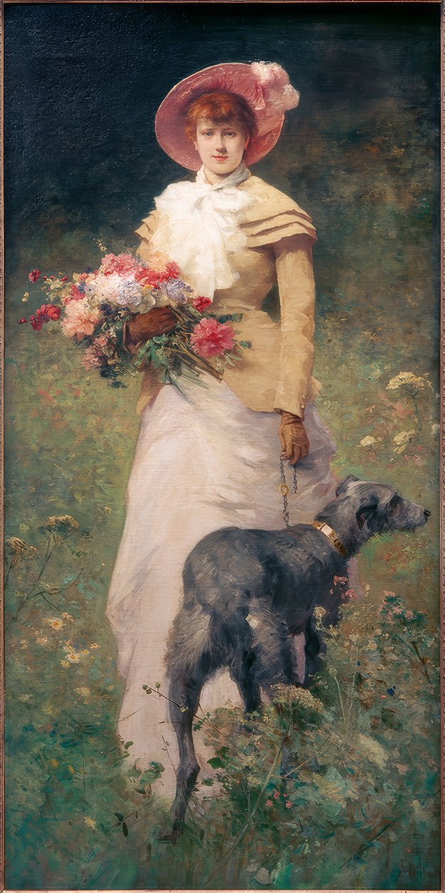 Femme avec chien - Ferdinand Heilbuth