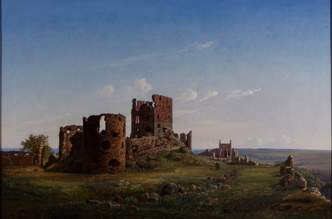 Vue du château en ruine de Hammershus - Ferdinand Richardt