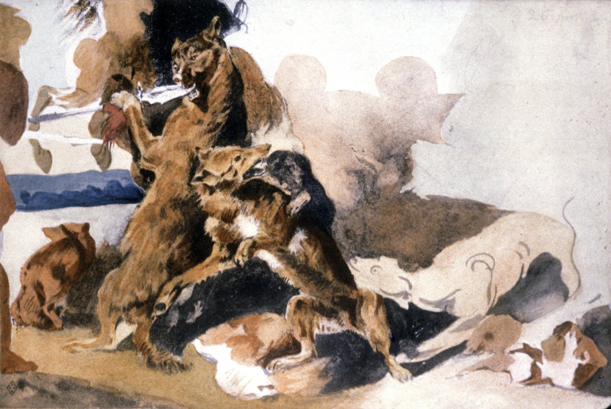 Loups - Ferdinand Victor Eugene (after) Delacroix