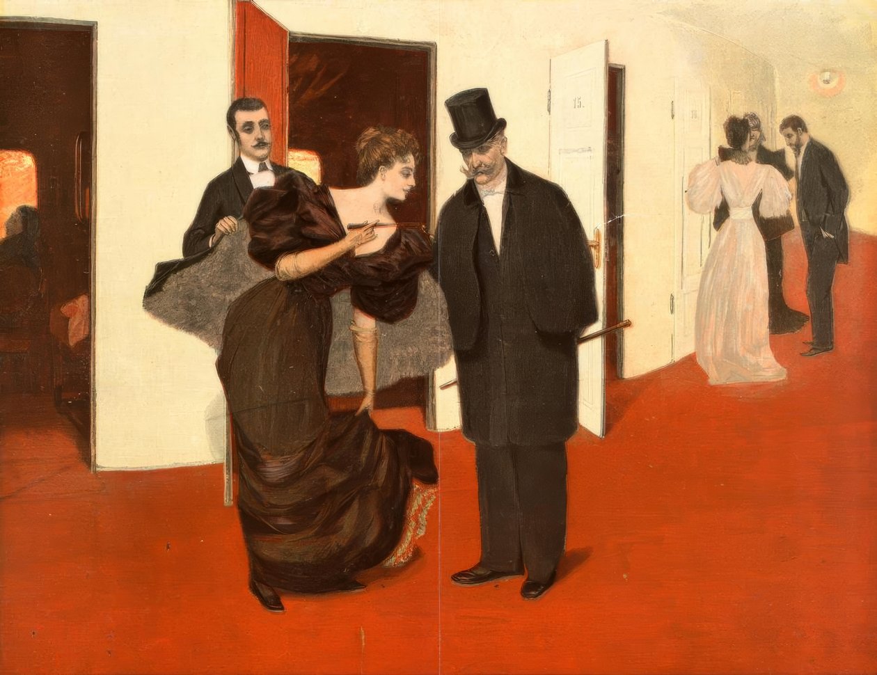 Devant la porte de la loge / d