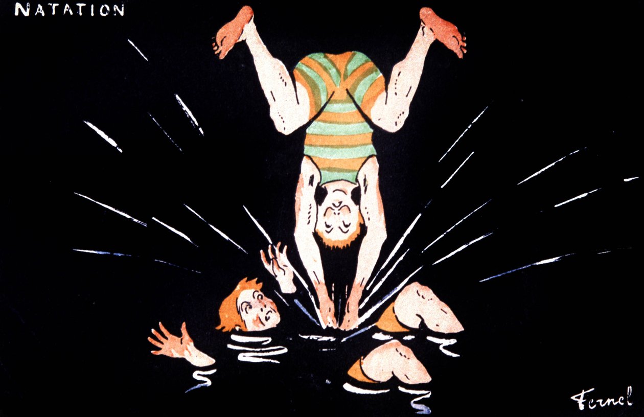 Natation, vers 1900 - Fernand Fernel