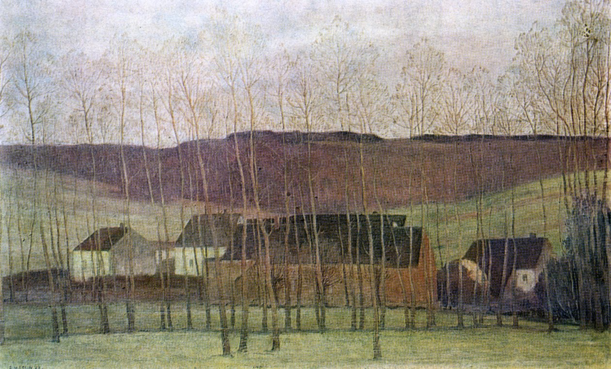 Paysage avec bâtiments - Fernand Maglin