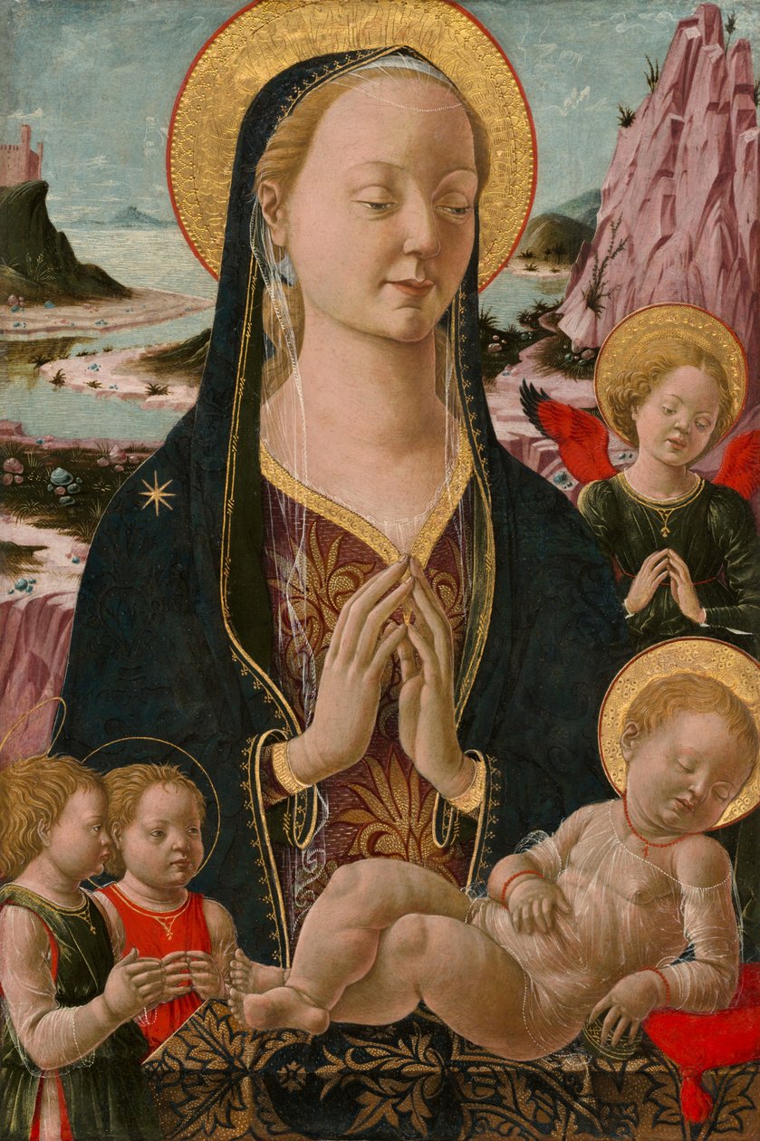 Madone et enfant avec des anges - Ferrarese 15th Century