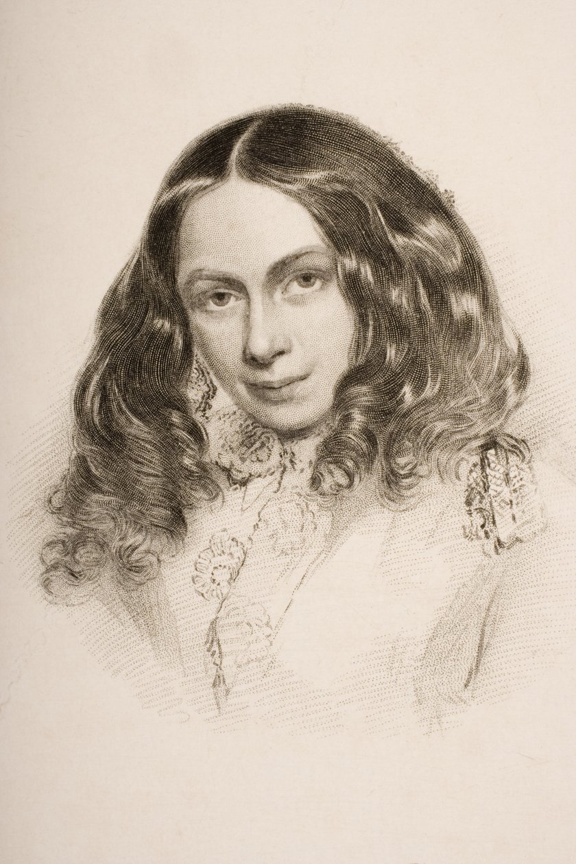 Elizabeth Barrett Browning en mars 1859, gravée par G. Cook - Field Talfourd