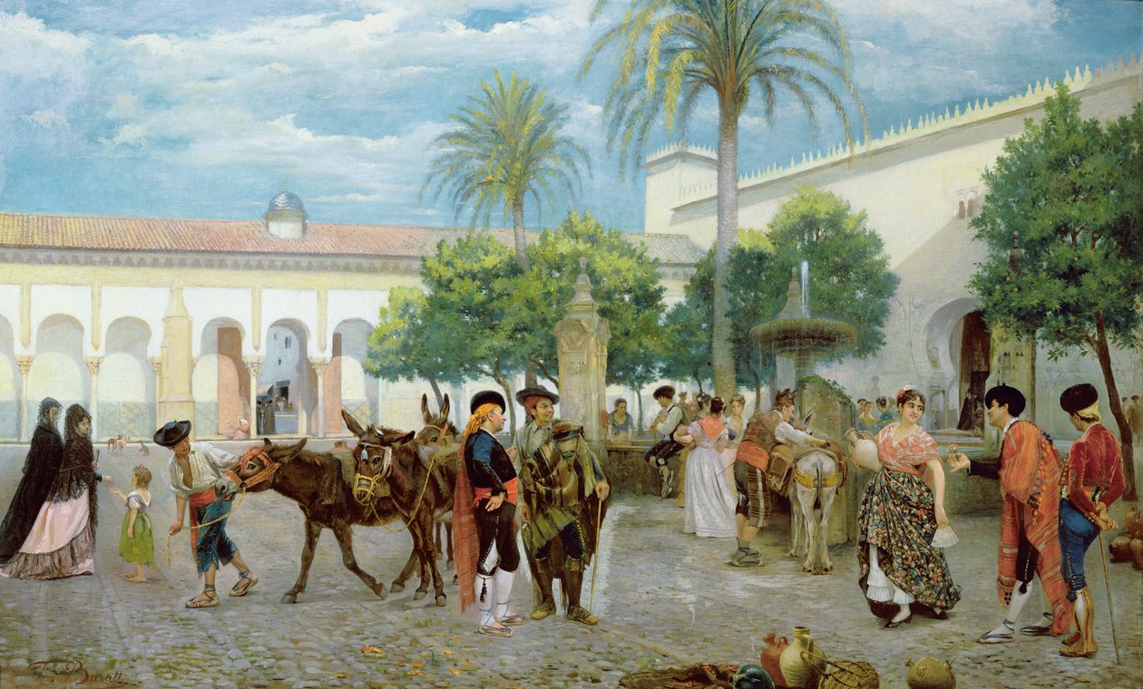 Jour de marché en Espagne, 1877 - Filippo Baratti