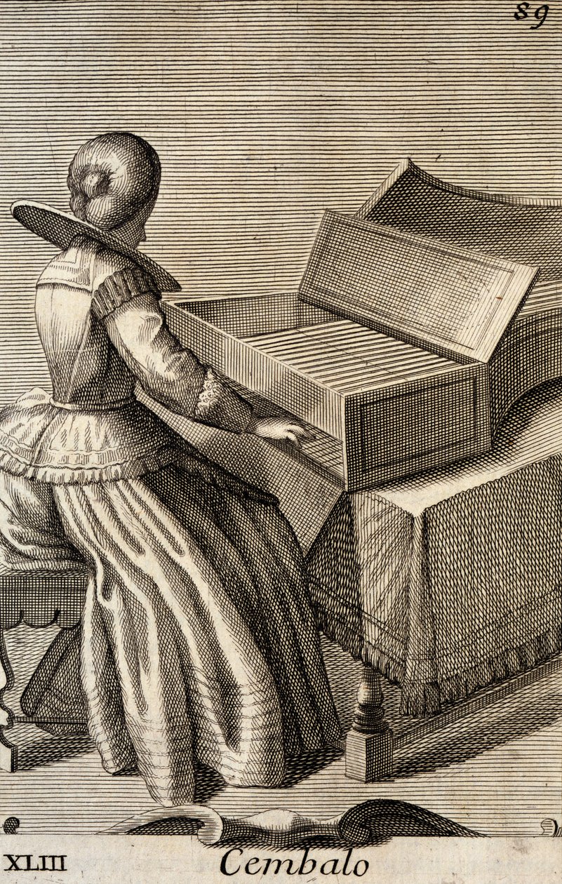 Femme jouant du clavecin - Filippo Bonanni