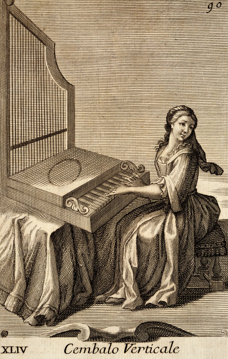 Femme jouant du clavecin vertical - Filippo Bonanni