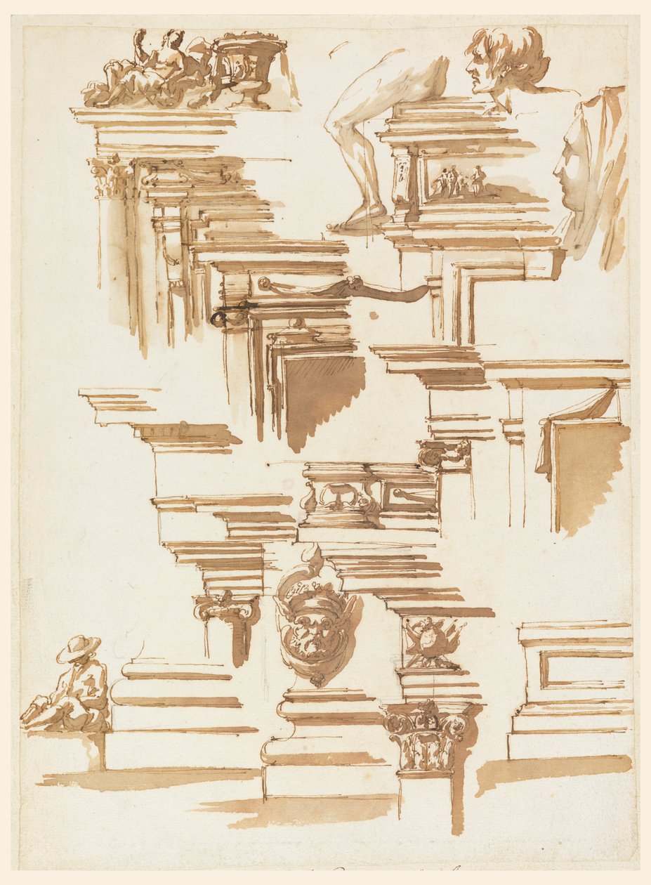 Détails architecturaux ; figures humaines - Filippo Marchionni