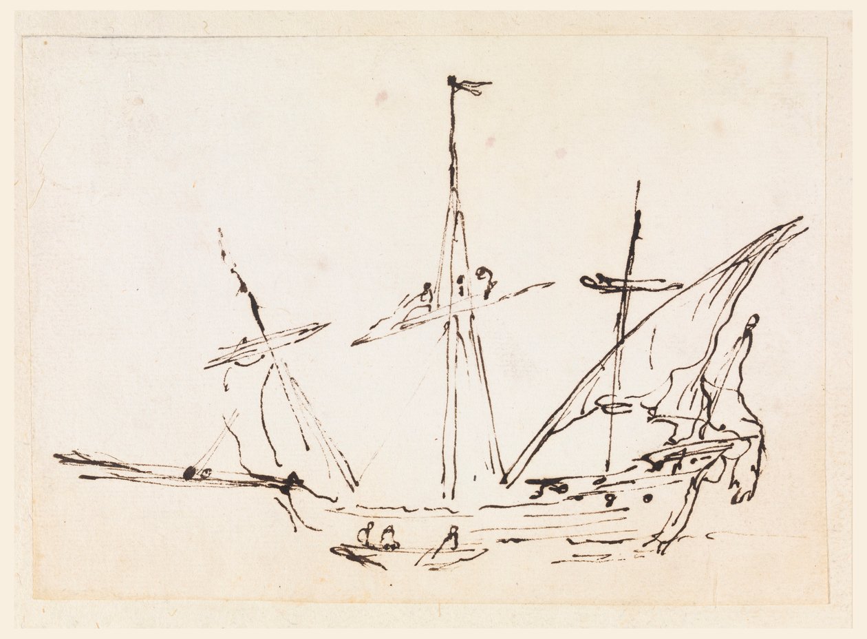 Dessin, un bateau à voile, 1770-1800 - Filippo Marchionni