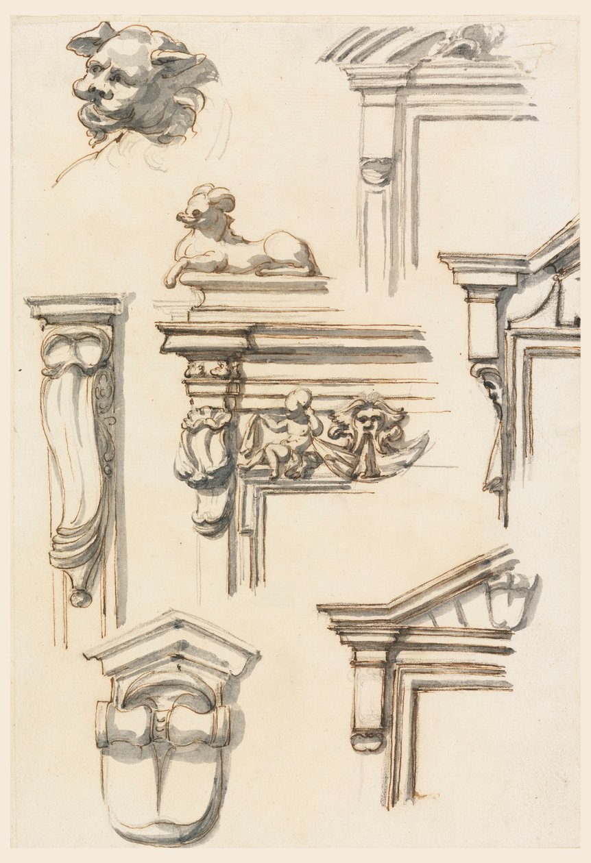 Dessin, études architecturales, 1750-75 - Filippo Marchionni