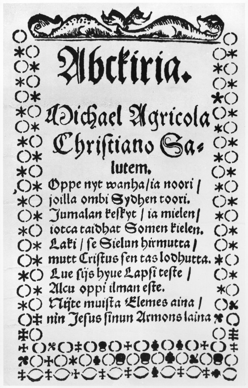 Alphabet primer de Mikael Agricola (1508-57) - Finnish School