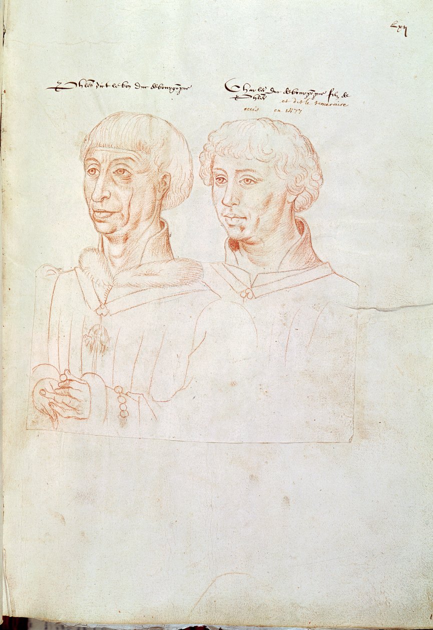 Ms 266 f.61 Philippe III le Bon (1396-1467) Duc de Bourgogne et son fils, Charles le Téméraire (1433-77) du 