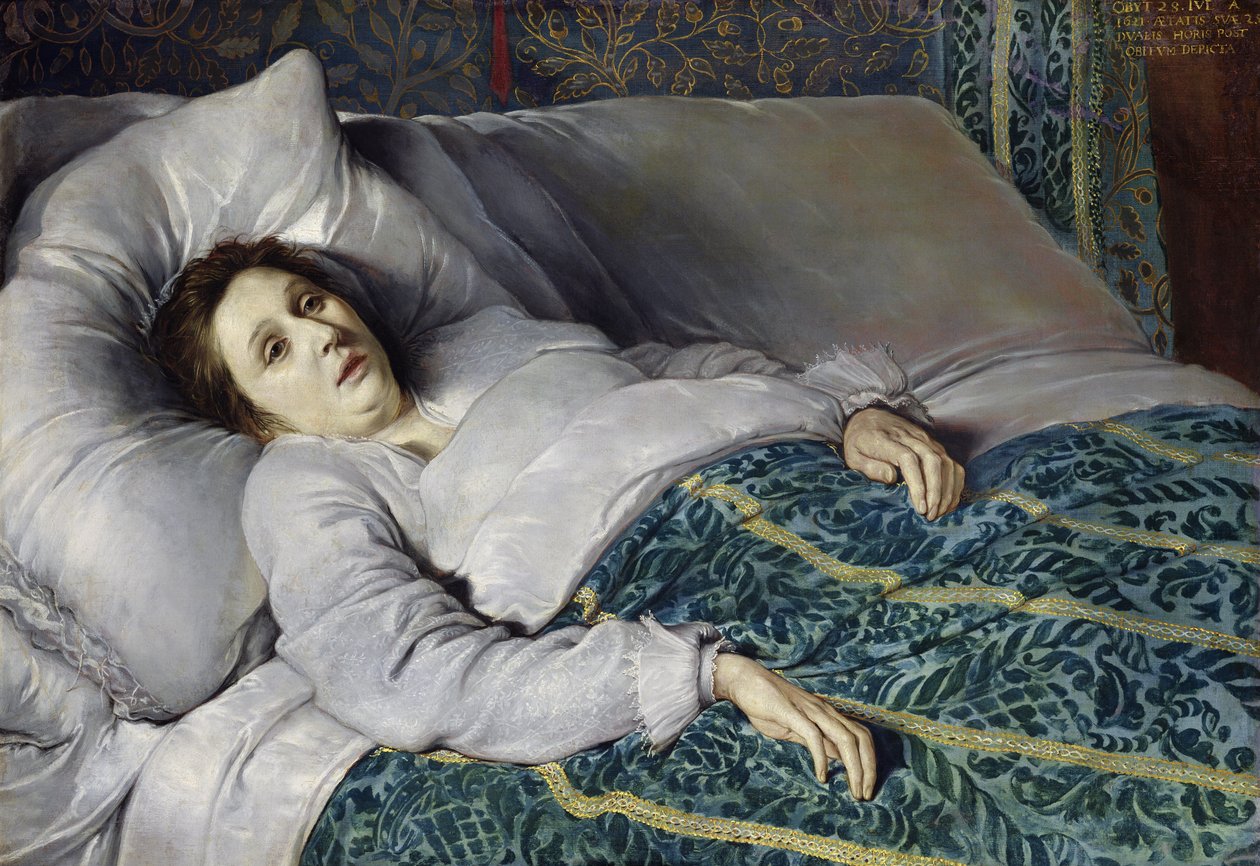 Jeune femme sur son lit de mort, 1621 - Flemish School