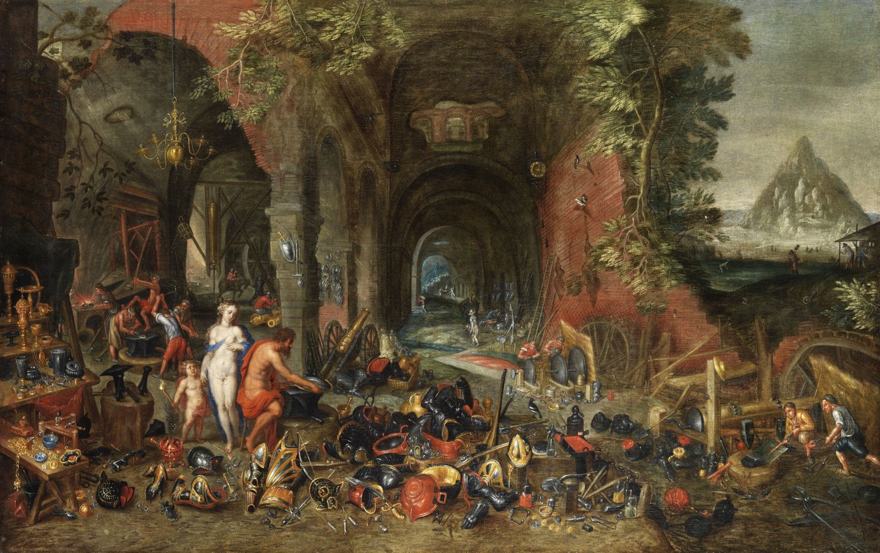 Vénus et Cupidon dans la forge de Vulcain - Flemish painter in the circle of Jan Brueghel