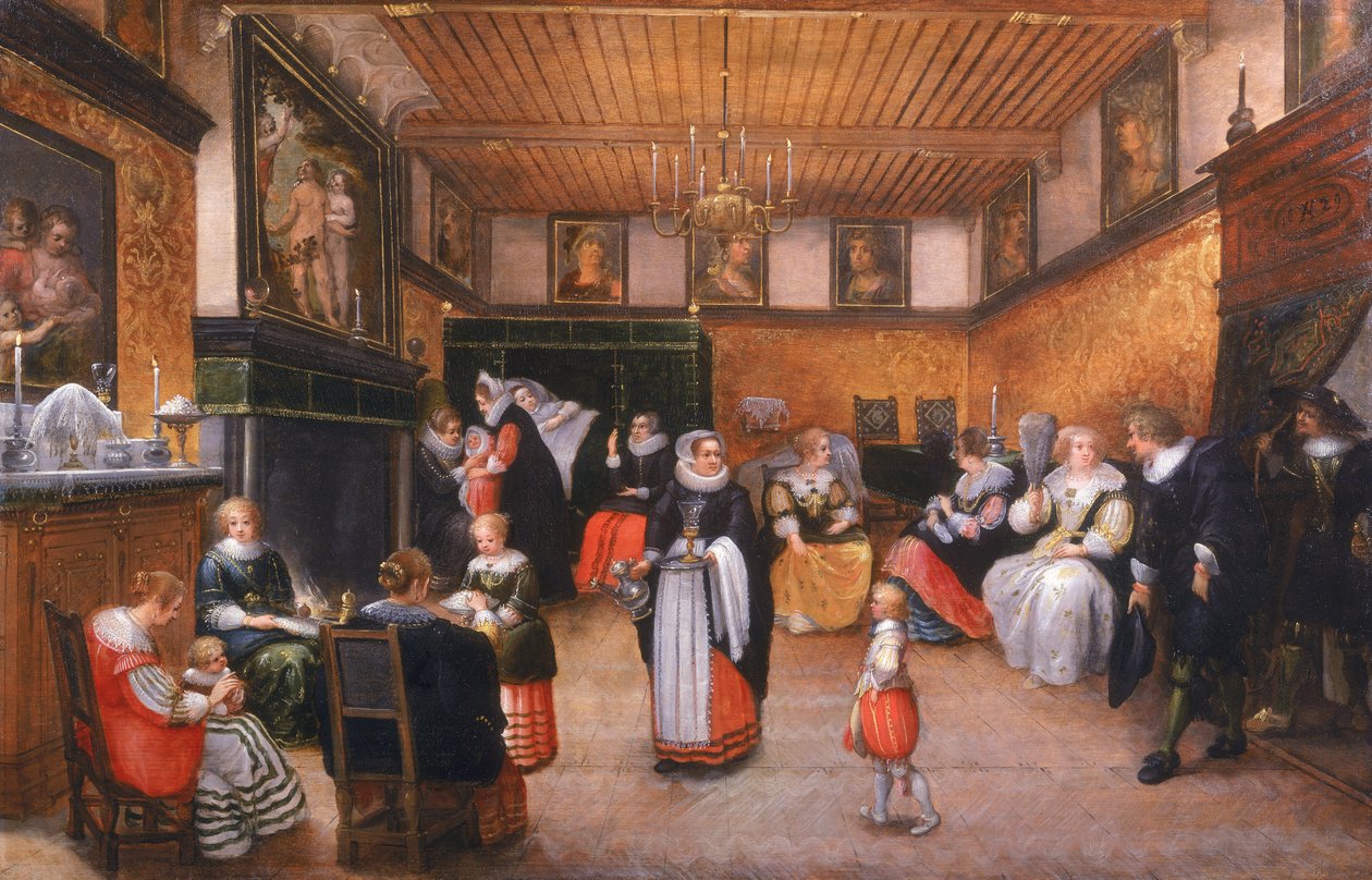 Une fête de baptême, 1629 - Flemish School