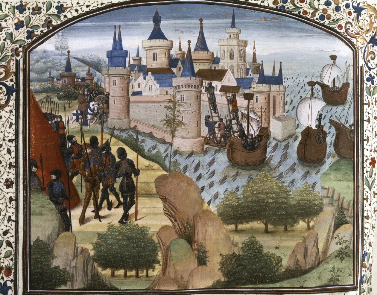 CROISADES: Constantinople assiégée par les Croisés - Flemish School
