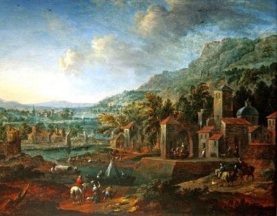 Paysage avec cavaliers - Flemish School