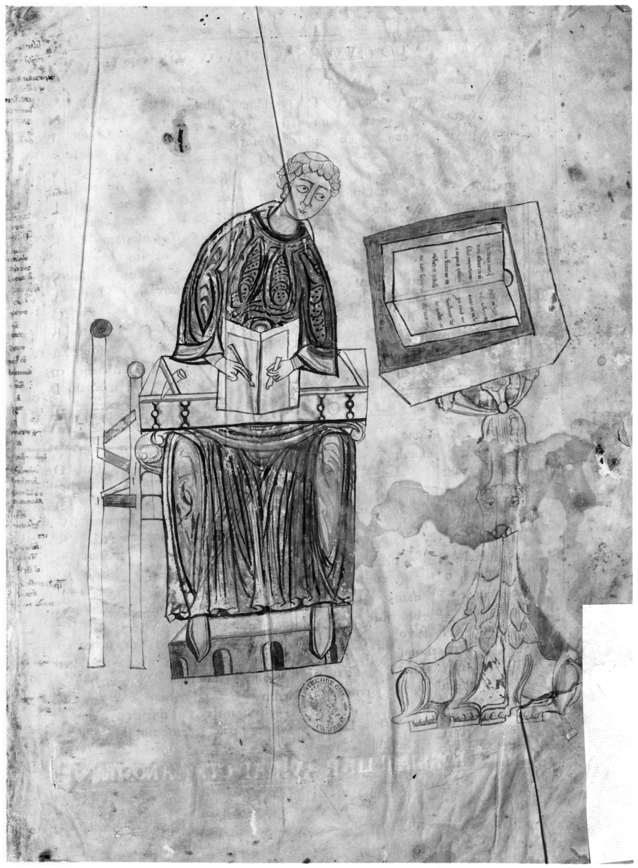 Ms 528 fol.1r Lectionnaire, le copiste - Flemish School